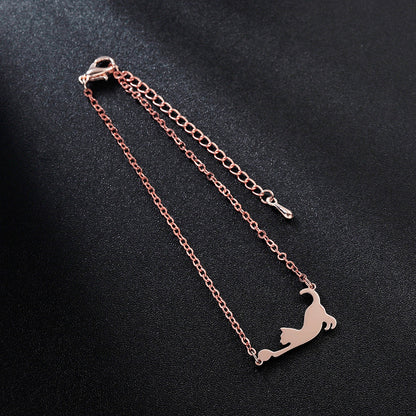 Stainless Steel Cat Play Pendant Personalized Women&