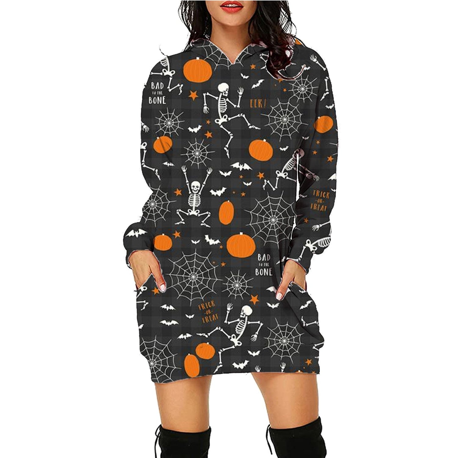 Halloween Print Long Hoodie With Pockets Sweater Long Sleeve Clothes Women Limorista