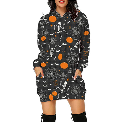 Halloween Print Long Hoodie With Pockets Sweater Long Sleeve Clothes Women Limorista