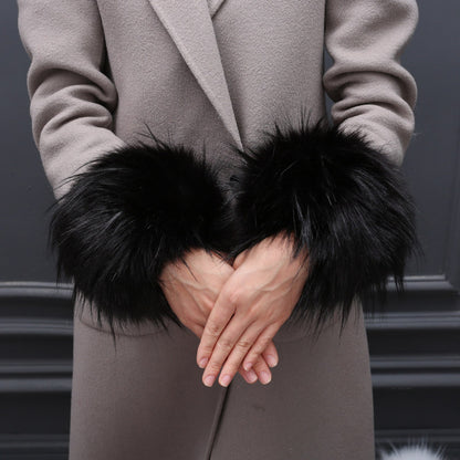 Faux Fur Fox Cuffs Plush Down Jacket  Big Artificial Hand Cuffs Limorista