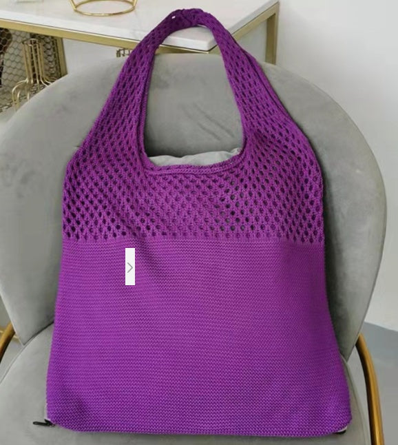 Simple Vintage Cutout Knit Tote Bag Limorista