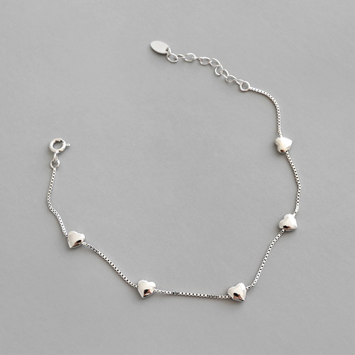 925 Sterling Silver Creative Glossy More Than Heart Bracelet Limorista
