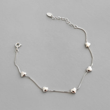 925 Sterling Silver Creative Glossy More Than Heart Bracelet Limorista