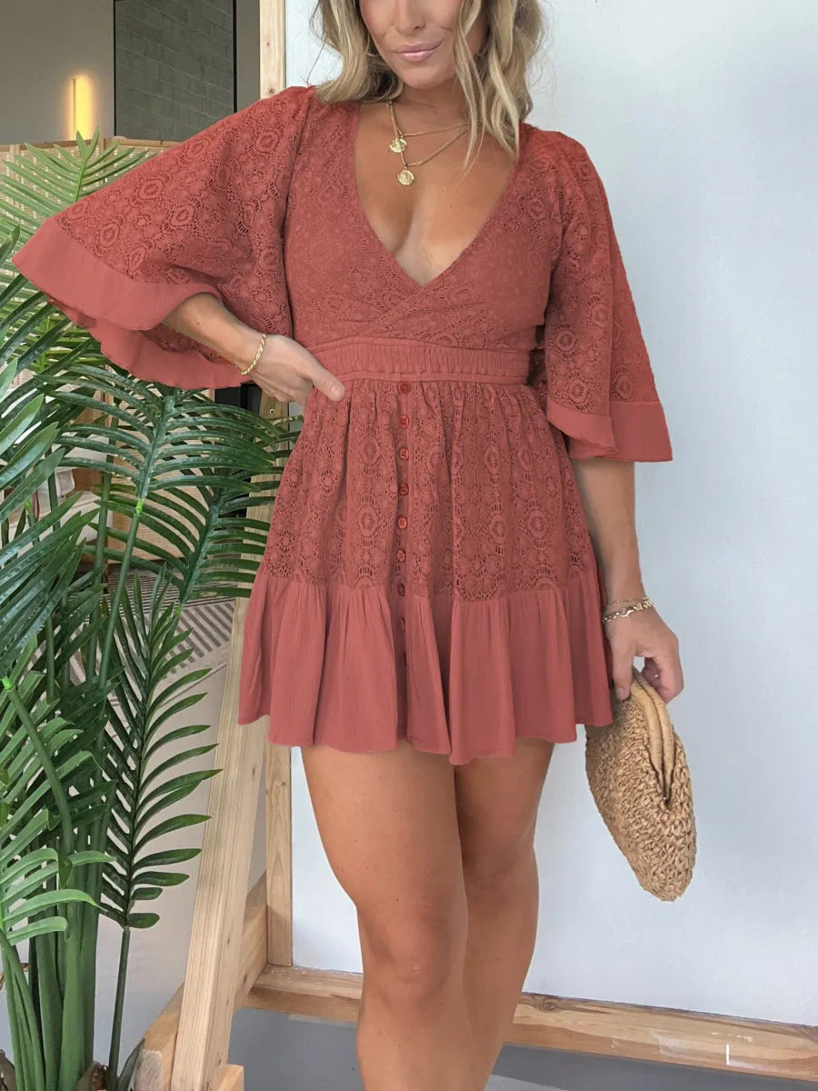 European And American Style Street Hipster V-neck Dress Limorista