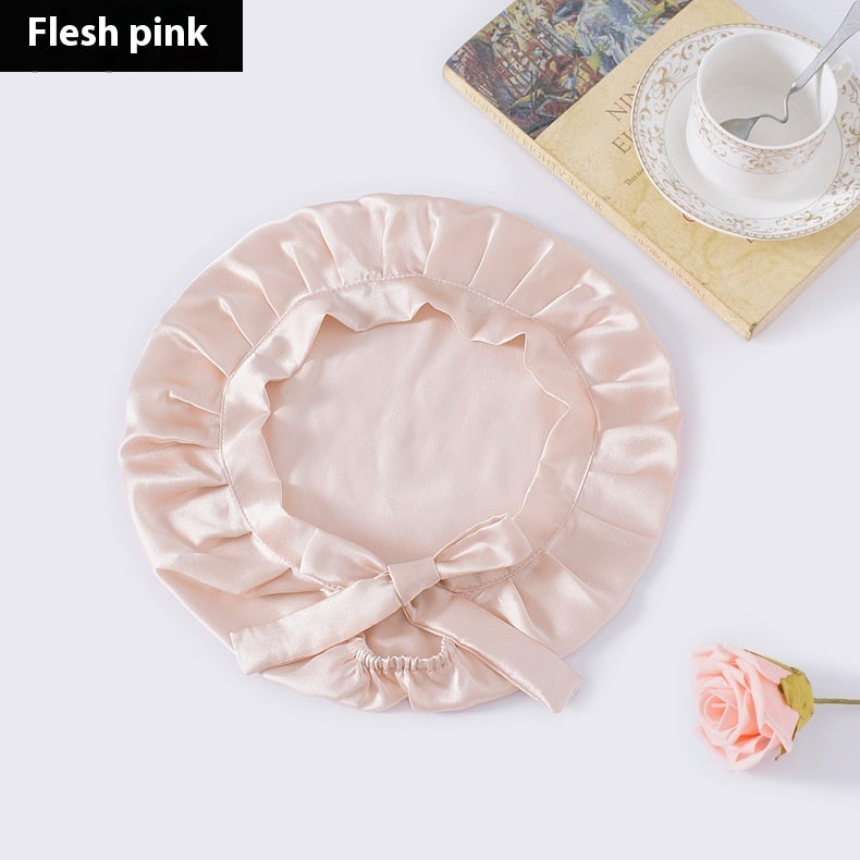Encrypted Satin Silk Plain Satin Confinement Household Hair Care Lace-up Nightcap Limorista