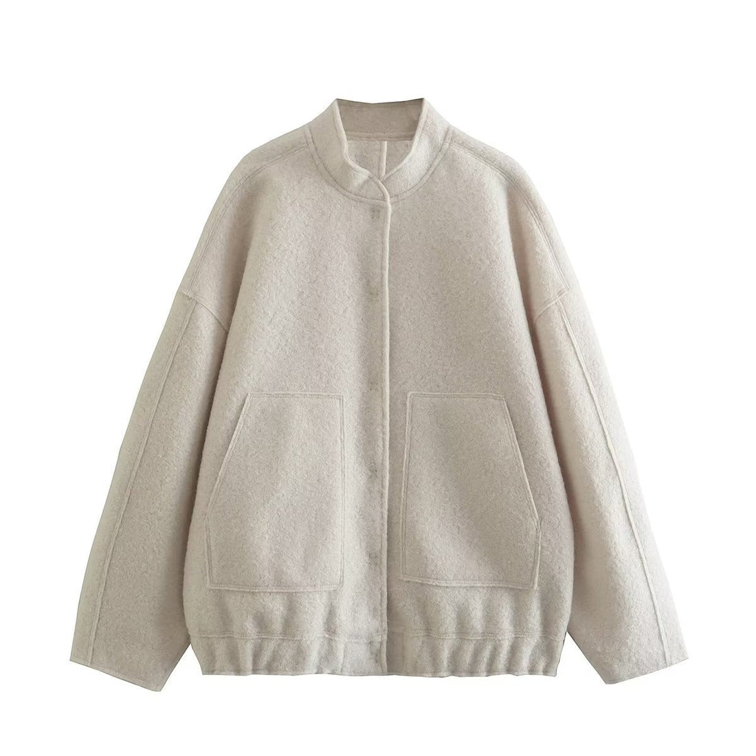Standing Neck Loose Sleeved Pocket Jacket Limorista