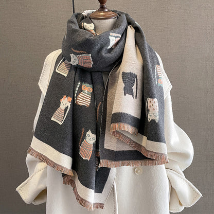 Fashion Artificial Cashmere Scarf Female Winter Korean Style Versatile Student Thickened Scarf Dual-purpose Shawl Outer Match Limorista