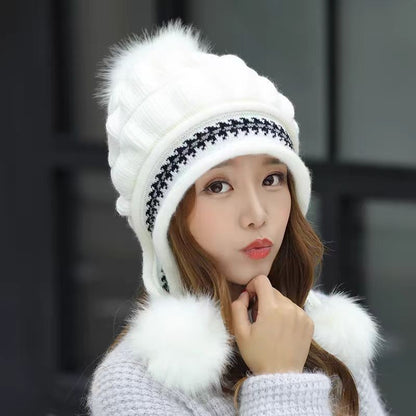 Cozy Knit Fleece-Feel Beanie With Ear Flaps &amp; Pompom Warm Winter Hat For Women Perfect For Skiing &amp; Outdoor Activities Limorista