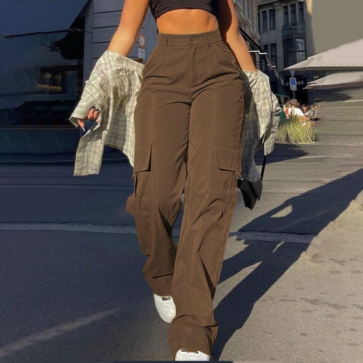 Multi-Pocket Workwear Straight-leg Trousers Limorista