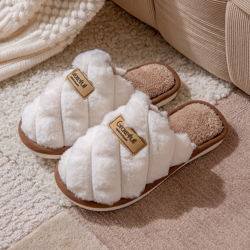 New Simple Thick Bottom Interior Home Non-slip Plush Warm Cotton Slippers Limorista
