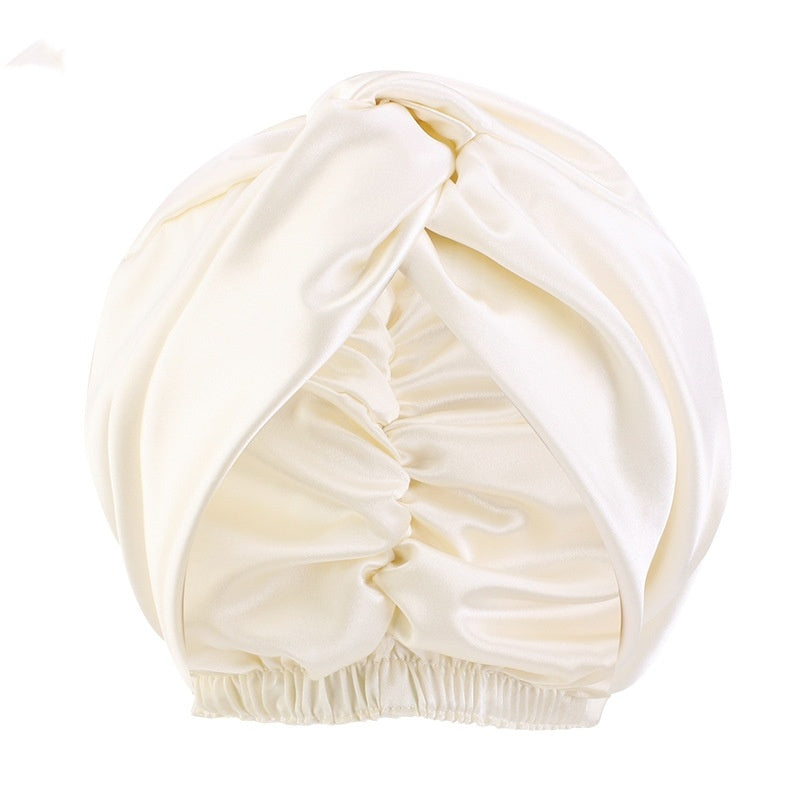 Europe And The United States Popular Imitation Silk Double Layer Nightcap Cross Twist Cap Limorista