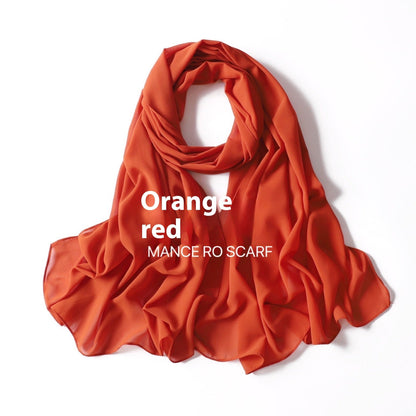 Pure Color Pearl Chiffon Scarf Headcloth Veil Chiffon Scarf Limorista
