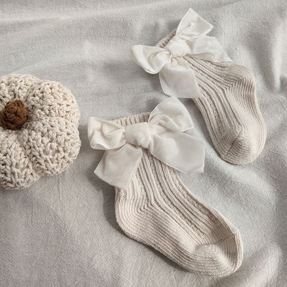 Baby Bowknot Woolen Pure Color Tube Socks Limorista