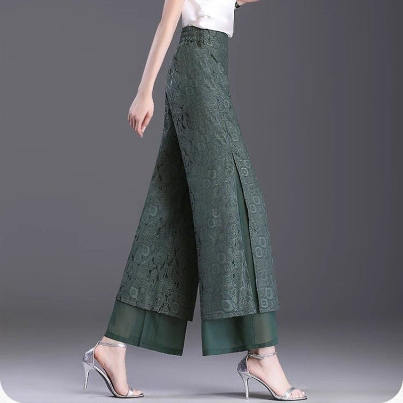 Chinese Style Split Pants Thin High Waist Loose Limorista