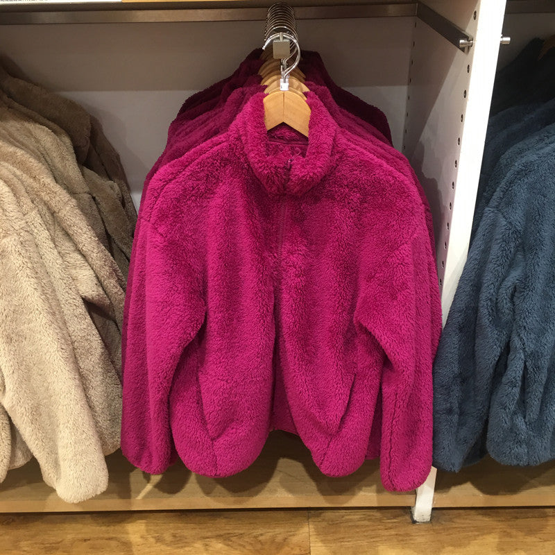 Coral Fleece Cardigan Stand Collar Jacket Warm Coat Limorista