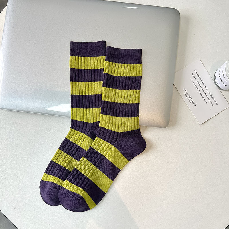 Dopamine Retro Mid-calf Length Double Needle Sweet Cool Street Ladies Loose Socks Limorista
