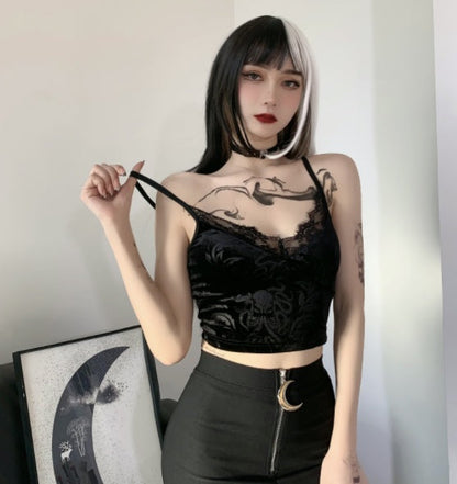 Personality Lace Suspender Top Crop Vest Limorista