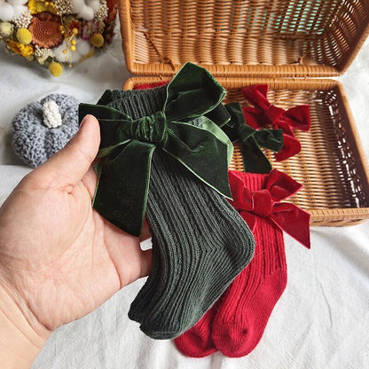 Baby Bowknot Woolen Pure Color Tube Socks Limorista