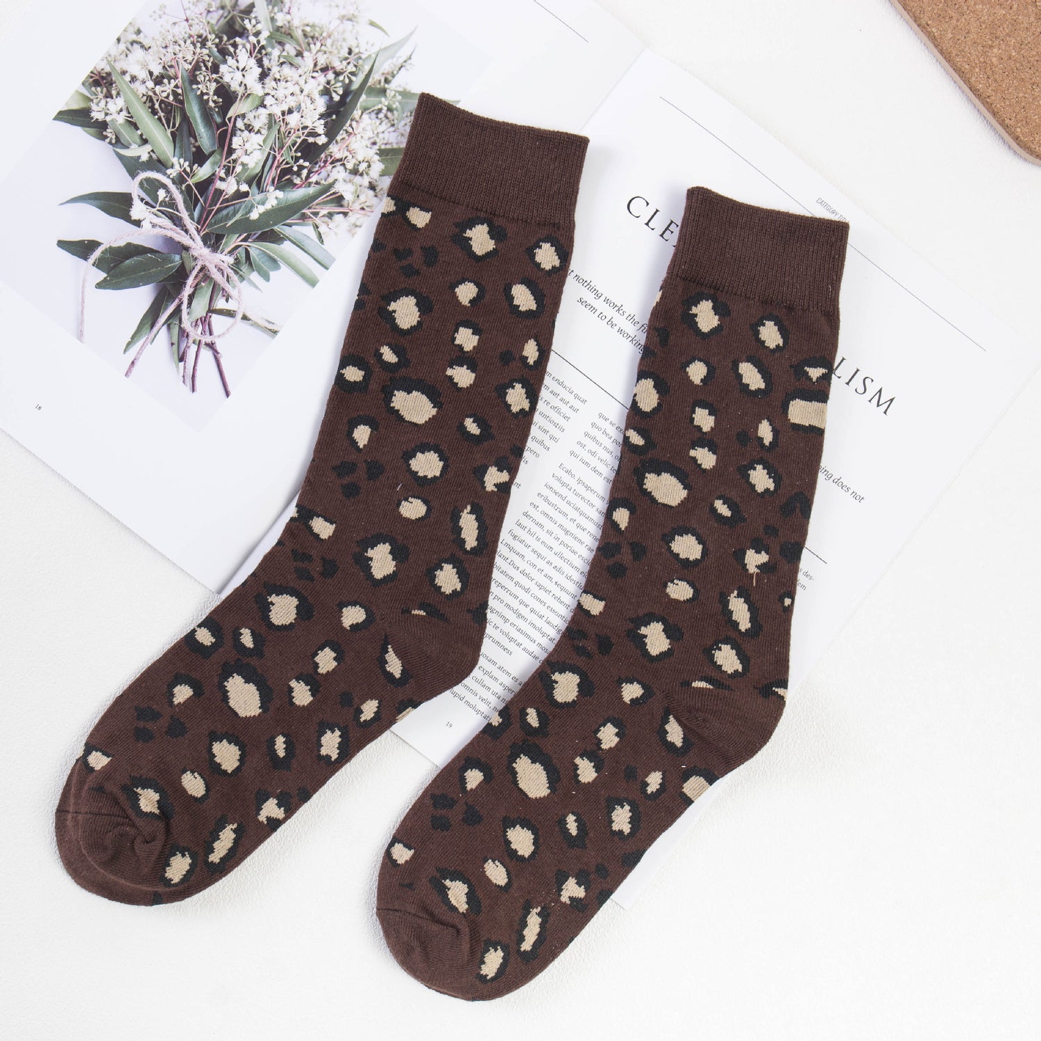 Autumn And Winter Cotton Leopard Print Tube Socks Limorista
