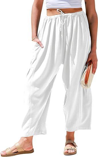 High Waist Wide Leg Loose Harem Cotton And Linen Trousers Limorista