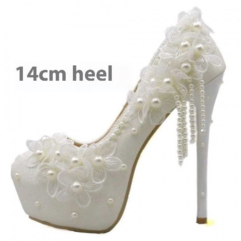 Male Lace High-heeled Shoes Korean Style, Flower Rhinestone Tassel Bride Limorista