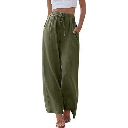 Loose Casual Pocket Drawstring Wide-leg Pants For Women Limorista