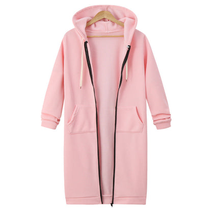 Hooded Long Sleeve Sweater Fleece Long Jacket Limorista