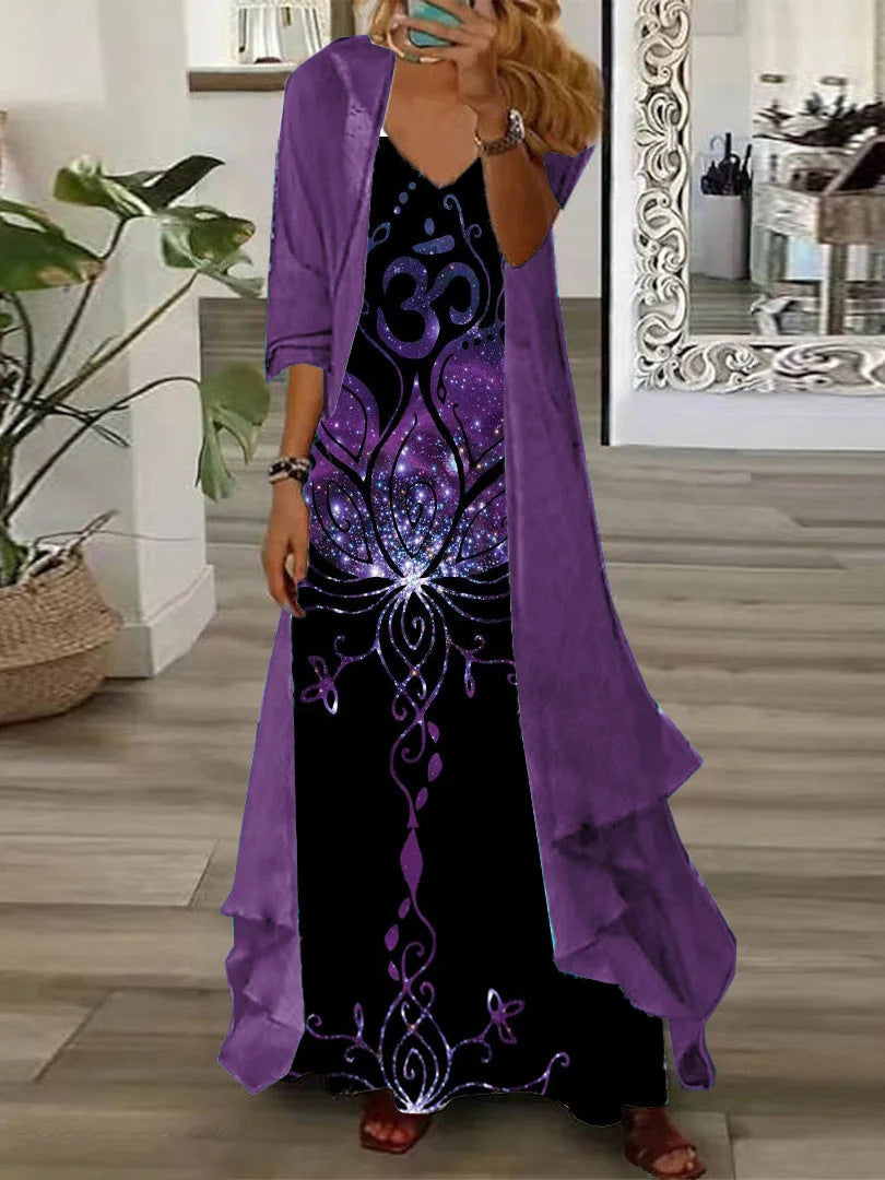 European And American Vacation Spaghetti Straps Long Skirt Indian Style Large Swing Skirt Two-piece Set Limorista