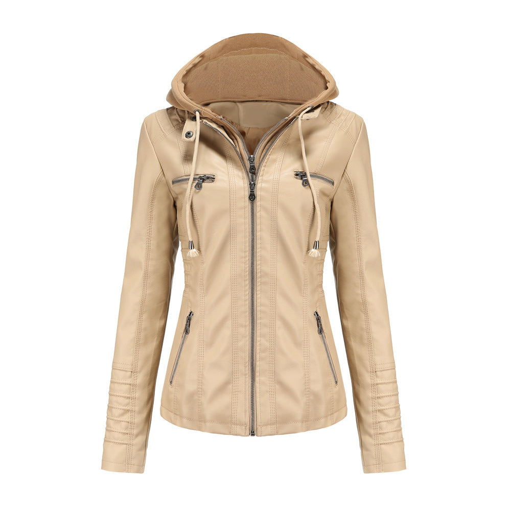 Detachable Two-piece Hooded Leather Jacket Limorista