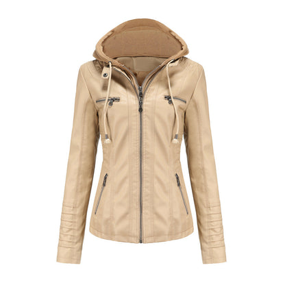 Detachable Two-piece Hooded Leather Jacket Limorista