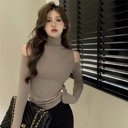 Half Turtleneck Bottoming Shirt Off-the-shoulder Hollow-out Inner Wear Limorista
