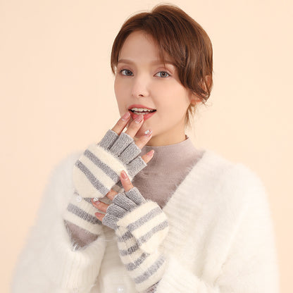 Flip Half Finger Knitting Wool Gloves Limorista