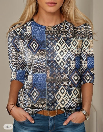 Long Sleeve Slim-fit T-shirt With Round Neck Digital Printing Limorista