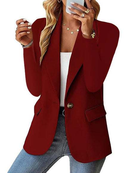 Polyester Autumn Long Sleeve Solid Color Cardigan Small Suit Jacket For Women Limorista