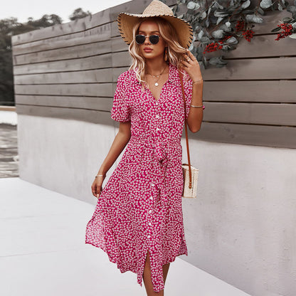 Floral Dress With Elegant Temperament And Long Skirt Limorista