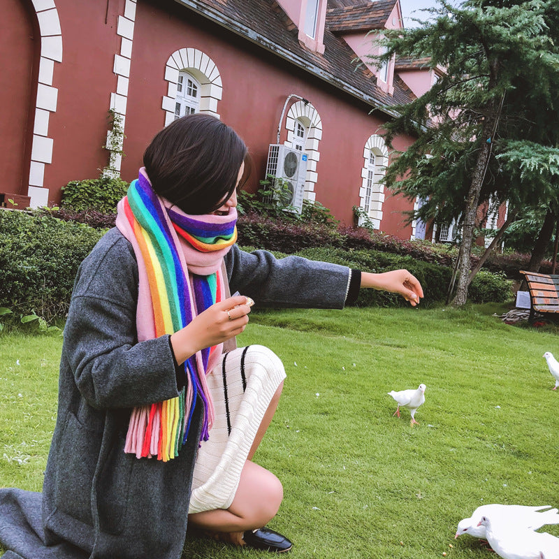 Rainbow Double Sided Scarf Women&