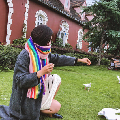 Rainbow Double Sided Scarf Women&