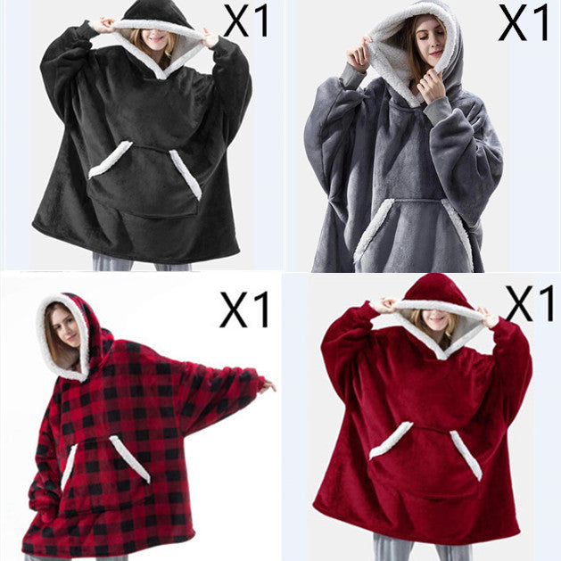 Men And Women Can Wear Zipper Flannel Lazy Blanket Limorista