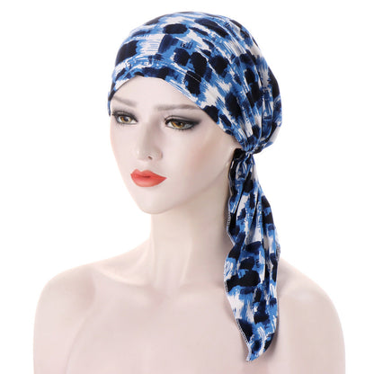 Curved Tail Turban Hat Flower Cloth Pullover Limorista