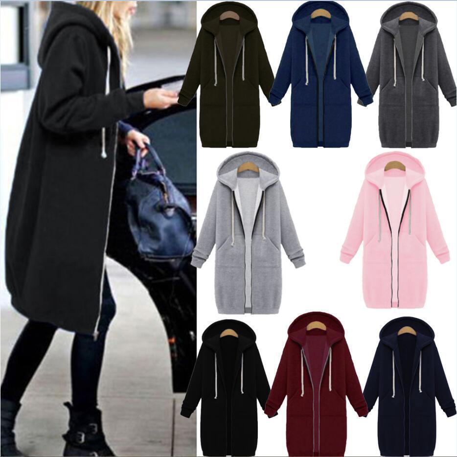 Hooded Long Sleeve Sweater Fleece Long Jacket Limorista