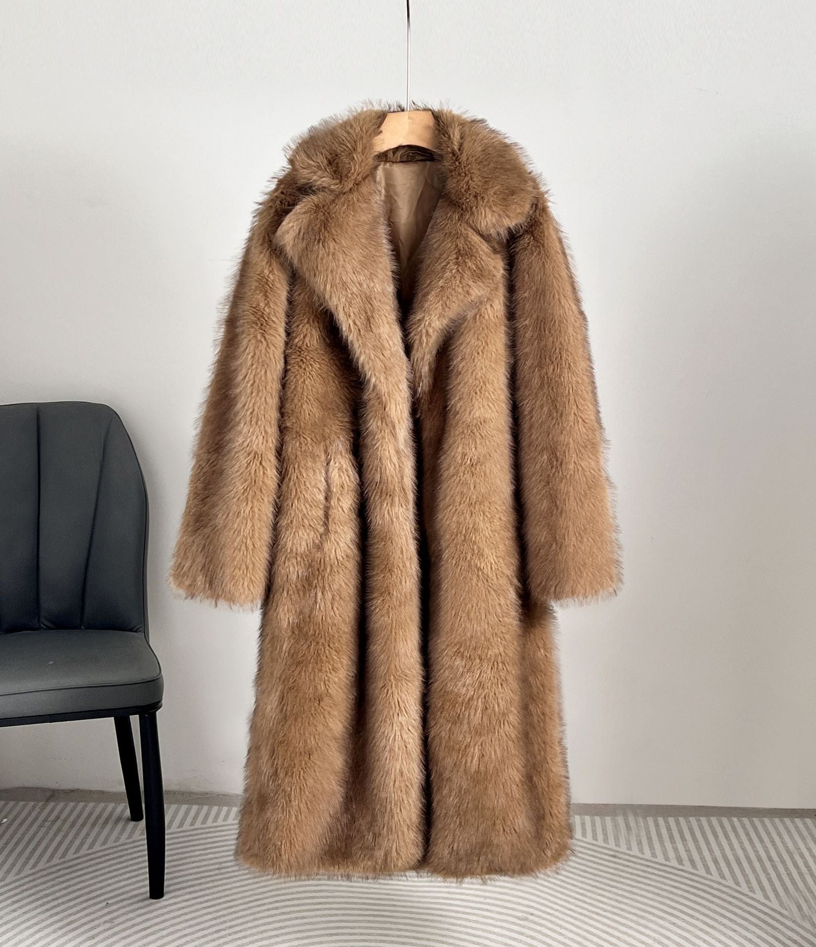 Autumn And Winter Extended Imitation Fur Coat Overcoat Limorista