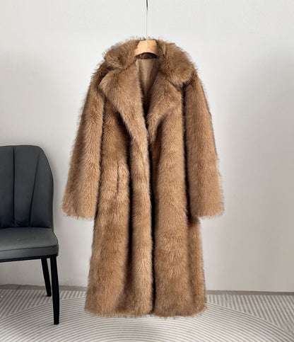 Autumn And Winter Extended Imitation Fur Coat Overcoat Limorista