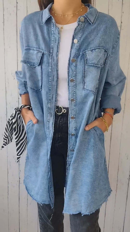 Jean-like Cloth Casual Long Shirt Coat Limorista