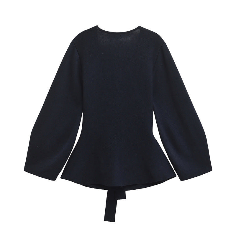 European And American Style Elegant Deep V-neck With Belt Padded Shoulder Limorista