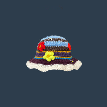 Japanese-style Retro Hollow Flower Handmade Knitted Bucket Hat Women Limorista