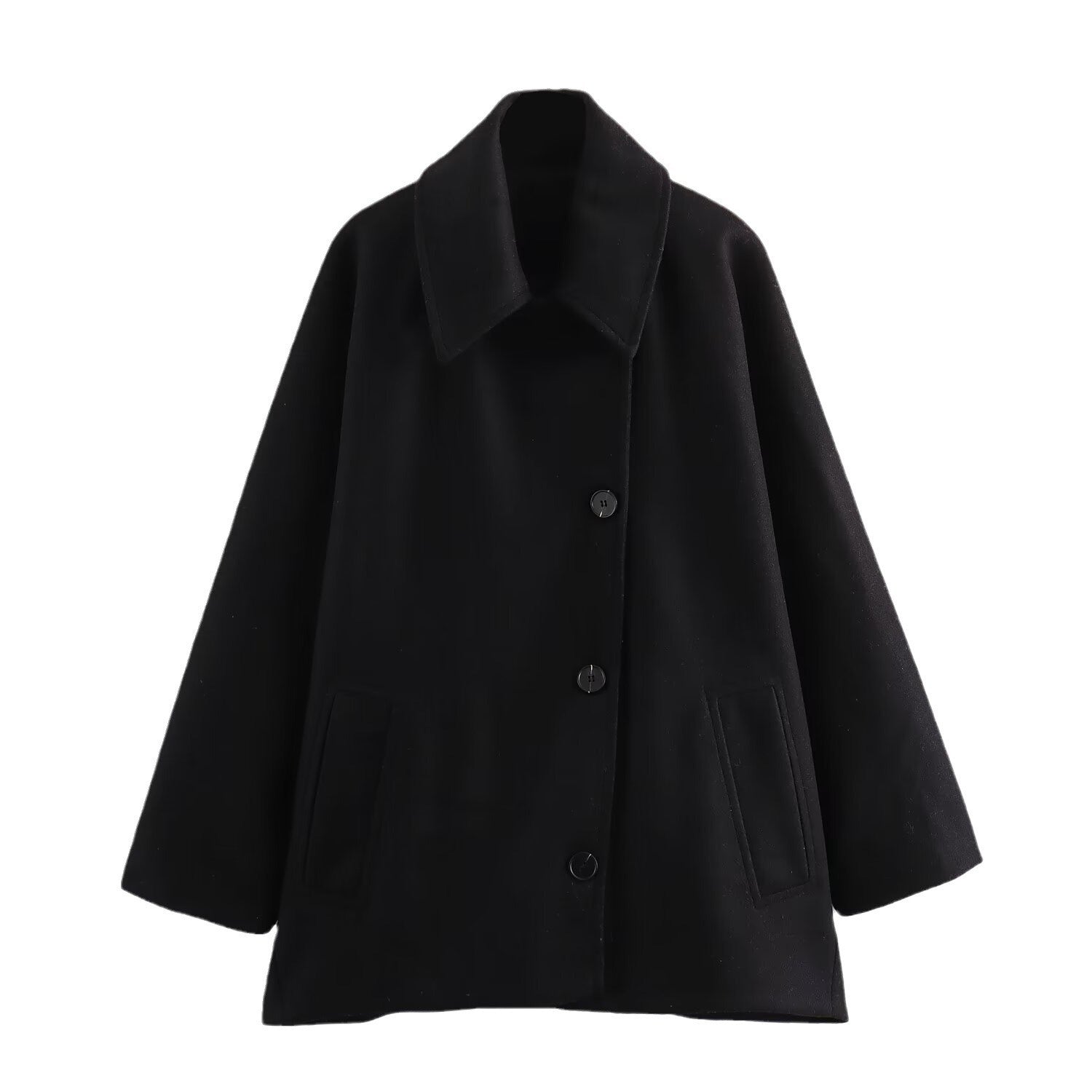 French Coat Fashion Polo Collar Blended Short Cape Sleeve Coat Limorista
