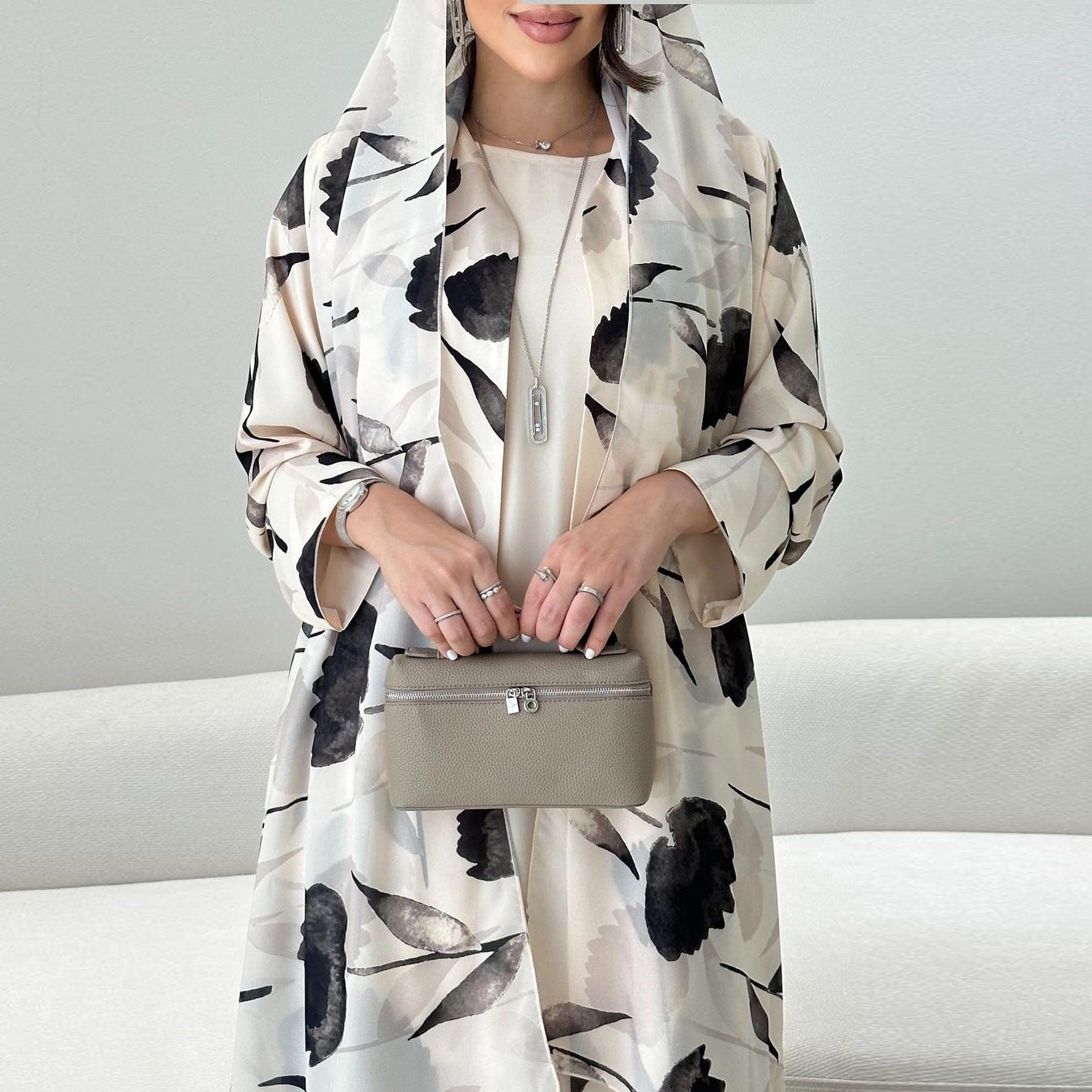 European And American Long-sleeved Printed Robe Jacket Limorista