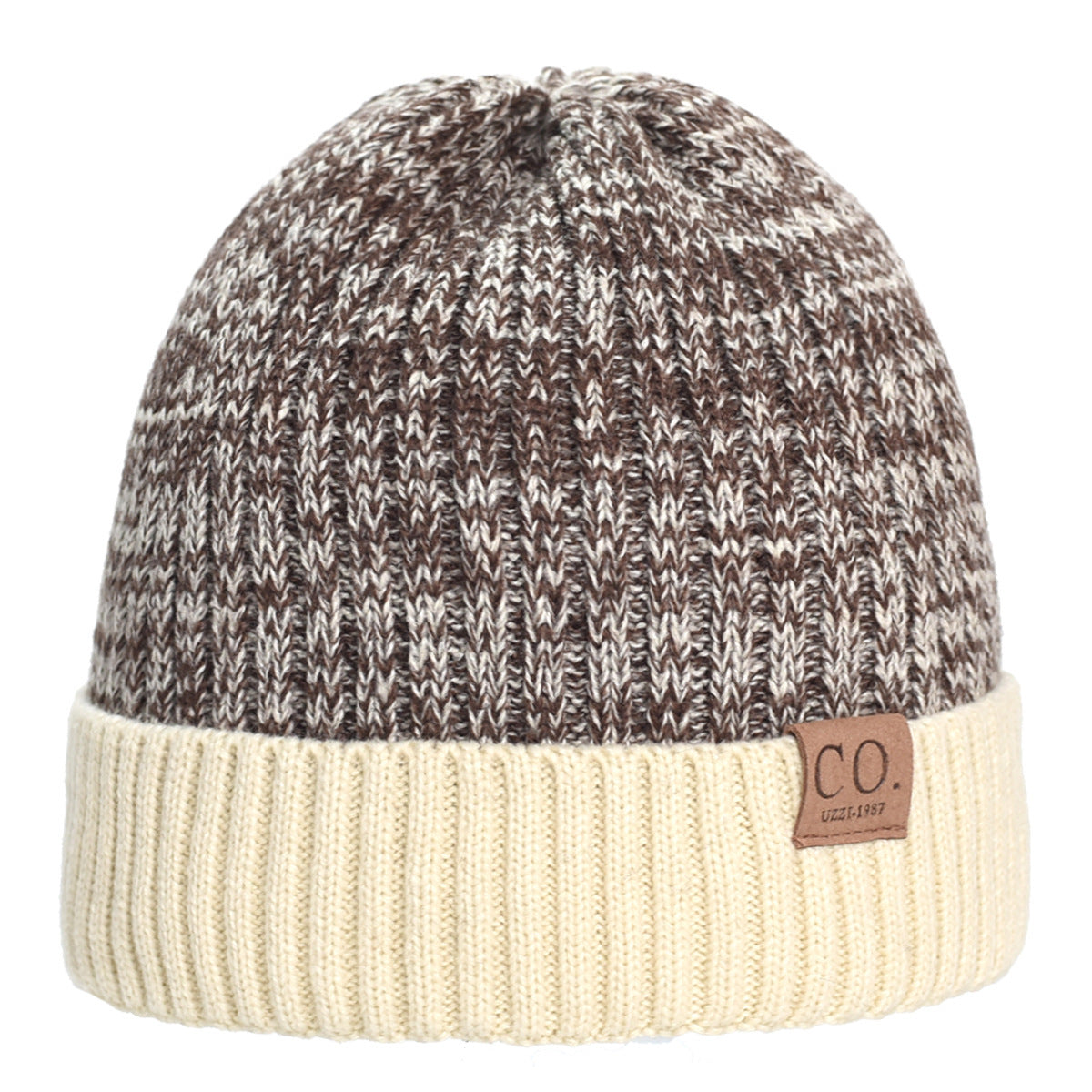 Color Matching Woolen Cap Winter Fleece Lined Padded Warm Keeping Knitted Hat Limorista