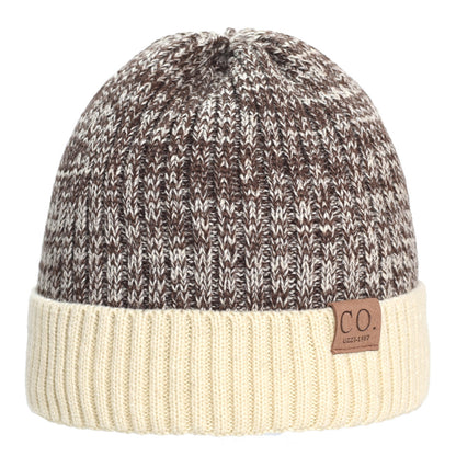 Color Matching Woolen Cap Winter Fleece Lined Padded Warm Keeping Knitted Hat Limorista