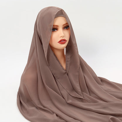 Lazy Chiffon Convenient Headscarf Magnetic Buckle Fixed Anti-drop Solid Color Limorista